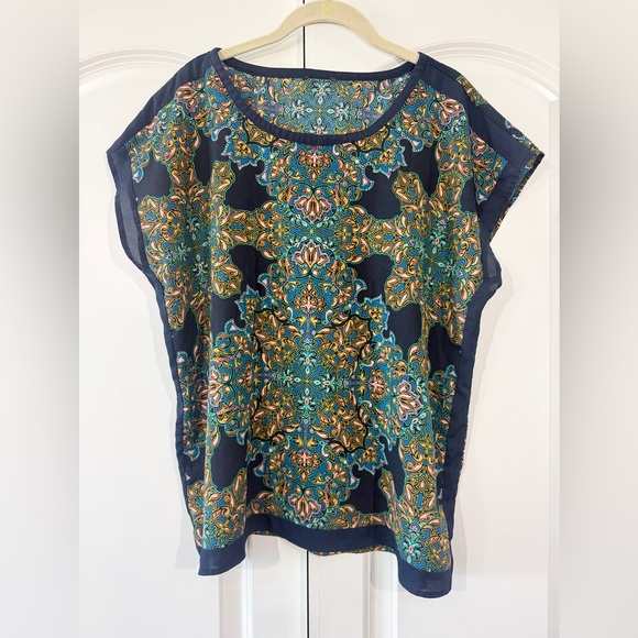 LOFT Tops - Women's Navy Floral Medallion Print Top